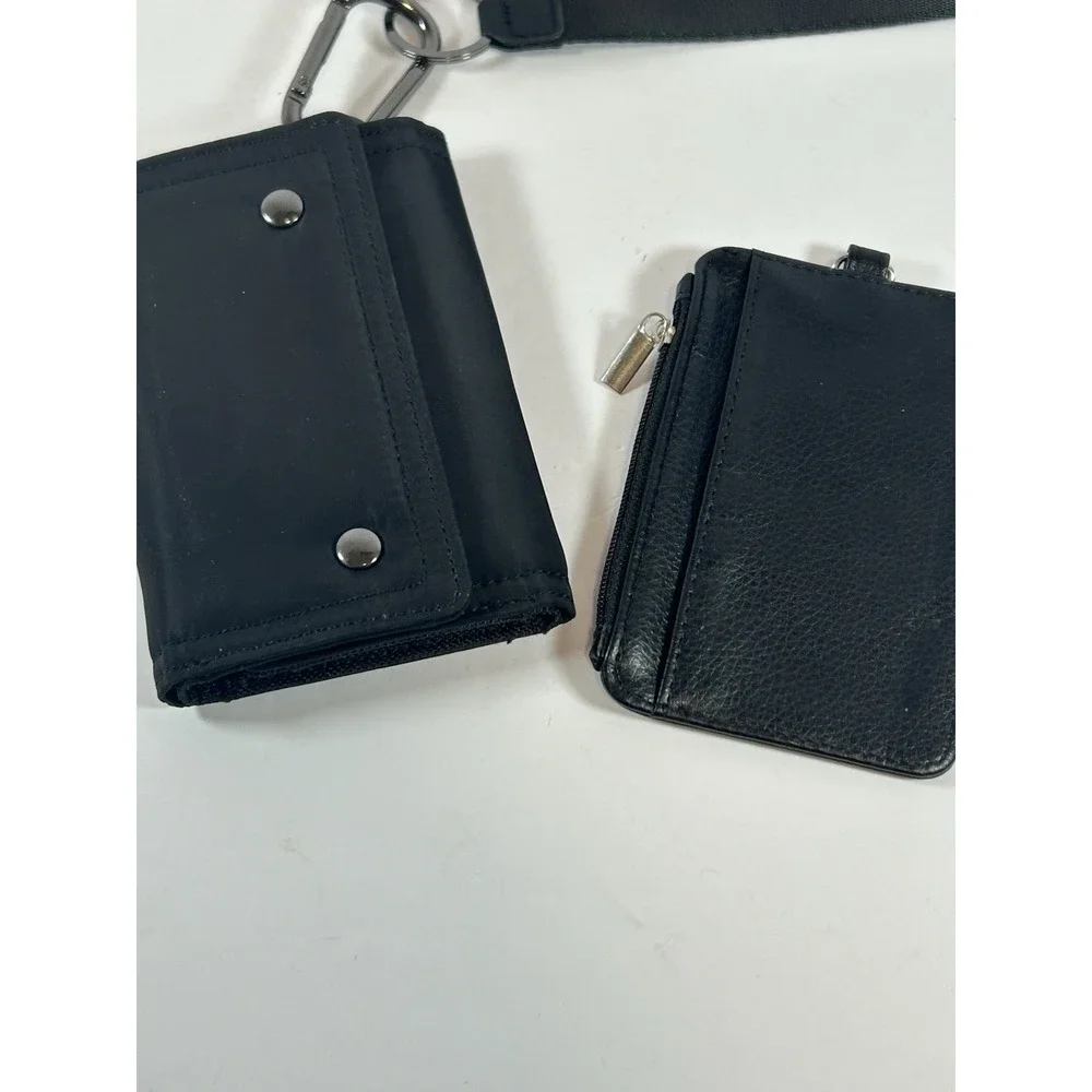 Vertical Leather ID Card Holder W/3 Slot Neck Strap Lanyard Removable Wallet 3 P